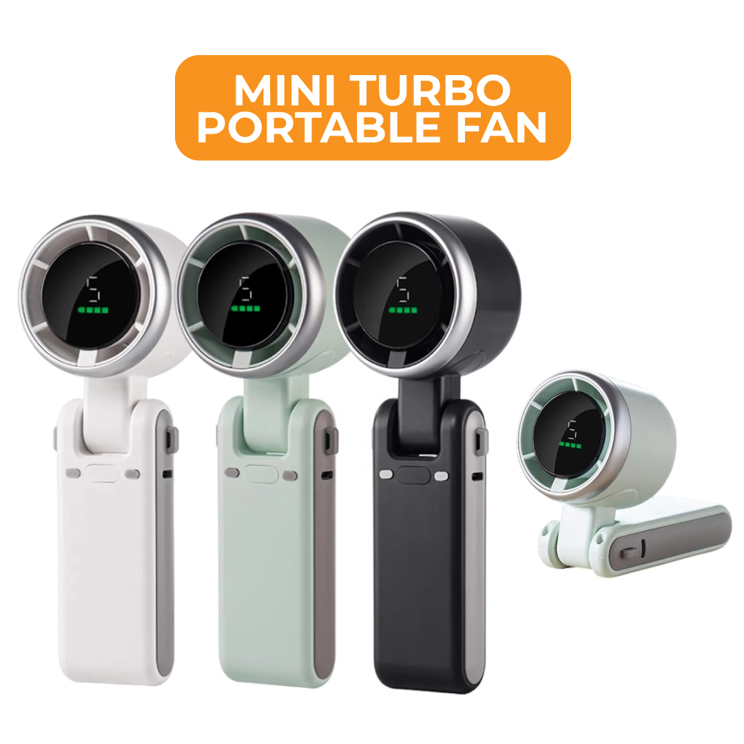 Mini Turbo Portable Fan – 2400mAh Rechargeable Handheld & Desk Fan | Best Price in BD
